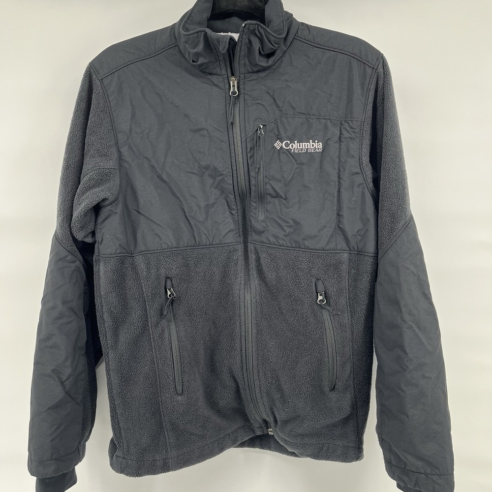 Columbia Jacket Mens Small Field Gear Full Zip Black Fleece Outdoor Gorp